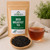 Bulk Irish Breakfast Tea in The Tea Hut certified organic kraft pouch, with loose Irish Breakfast black tea beside a rich amber brewed cup.