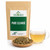 Bulk Pure Cleanse Herbal Blend in The Tea Hut certified organic kraft pouch, with its loose herbal blend beside a golden brewed cup.