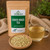 Organic Couch Grass Tea in The Tea Hut certified organic kraft pouch, with loose couch grass beside a pale golden brewed cup.