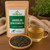 The Tea Hut Bulk Jiaogulan (Gynostemma) Tea – certified organic jiaogulan leaves with kraft pouch and brewed tea.