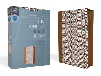 NIV, Thinline Bible, Compact, Leathersoft, Brown/White, Zippered, Red Letter, Comfort Print