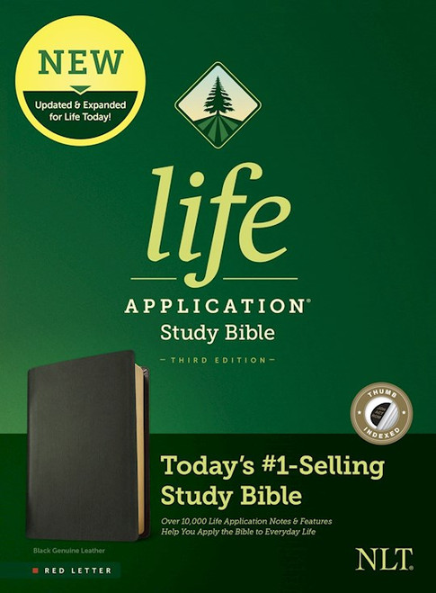 NLT Life Application Study Bible (Leather, Black, Indexed)