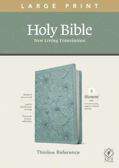 NLT Large Print Thinline Reference Bible (Leatherlike, Floral/Teal)