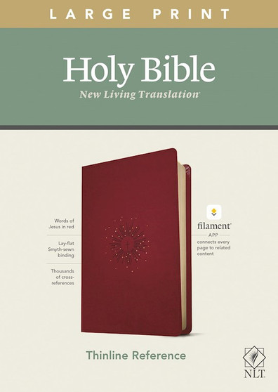 NLT Large Print Thinline Reference Bible (Leatherlike, Berry)