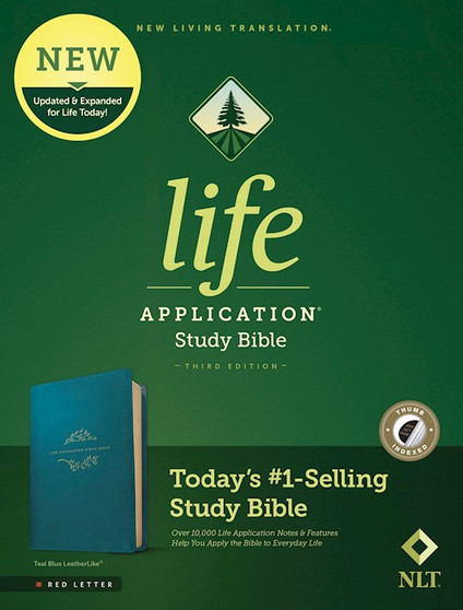 NLT Life Application Study Bible (Leatherlike, Teal Blue, Indexed)