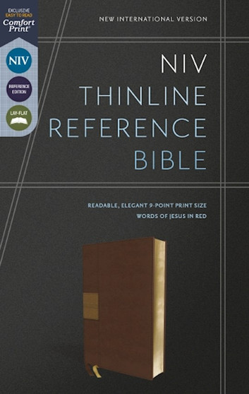 NIV, Thinline Reference Bible, Leathersoft, Brown, Red Letter, Comfort Print