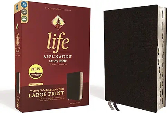 NIV, Life Application Study Bible, Large Print, Black Bonded Leather, Indexed