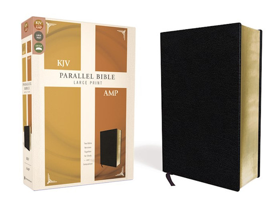 Parallel Bible - KJV, Amplified, Large Print, Bonded Leather, Black, Red Letter