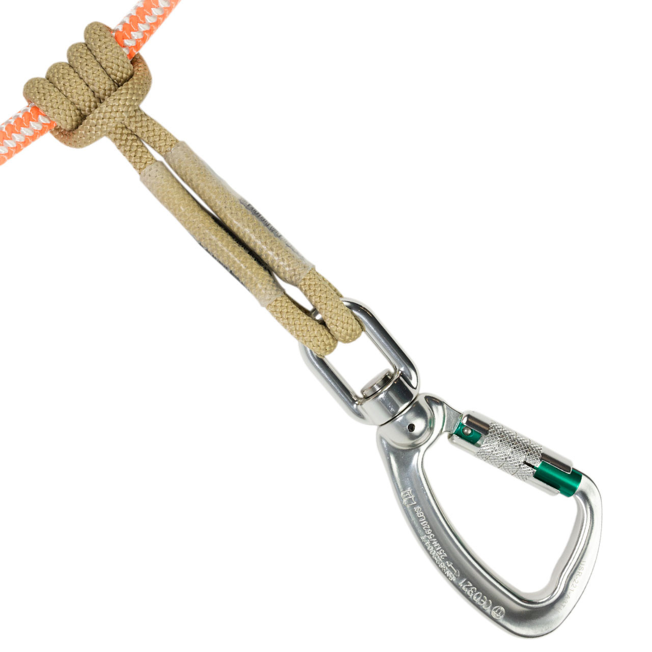 Hip-Prusik Lanyard With Swivel Aluminum Snap Hook- Pelican Rope