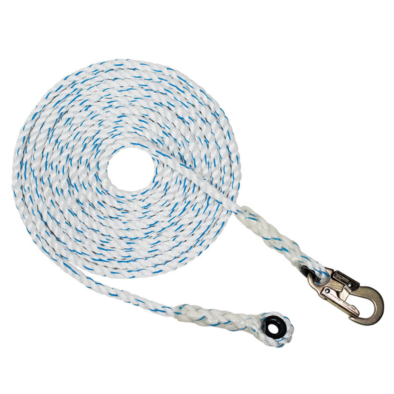5/8" X 200' Solid Braid Nylon Anchor Line With Metal Thimble - Black - Made In USA By Mad Dog