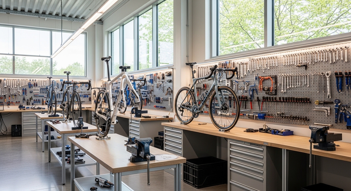 Volt & Spoke workshop — bikes being assembled with care