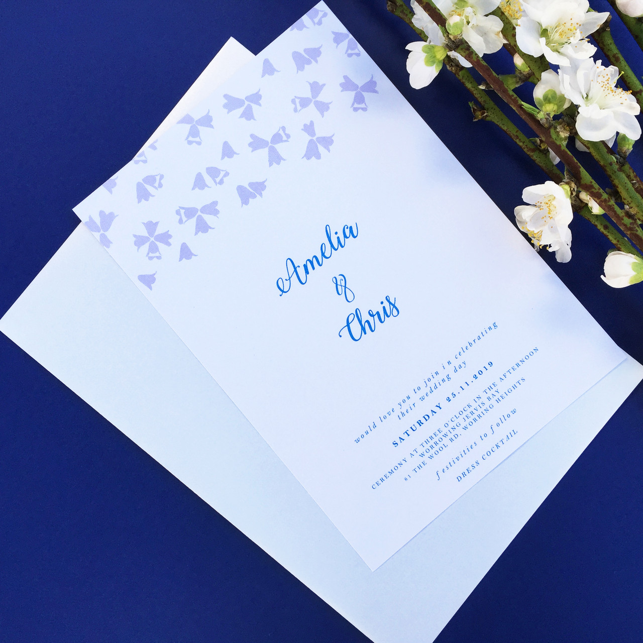 Floral Wedding Invitation - Harebell Flowers