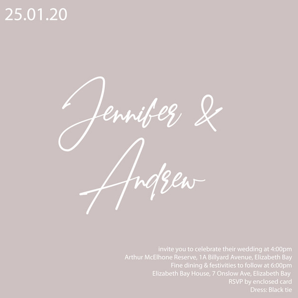 Square Wedding Invitation - White on Grey 2 Square Wedding Invitation - White on Grey 2
