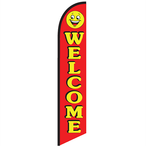 Welcome Knit Poly Banner Smile Face