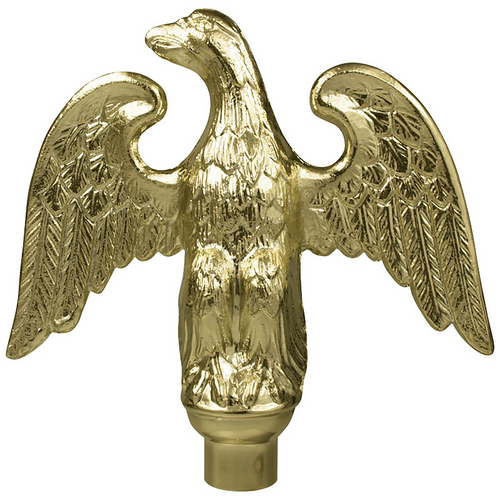 6 3/4 in Gold Metal Perched Eagle 7 in Wing Span - Aluminum