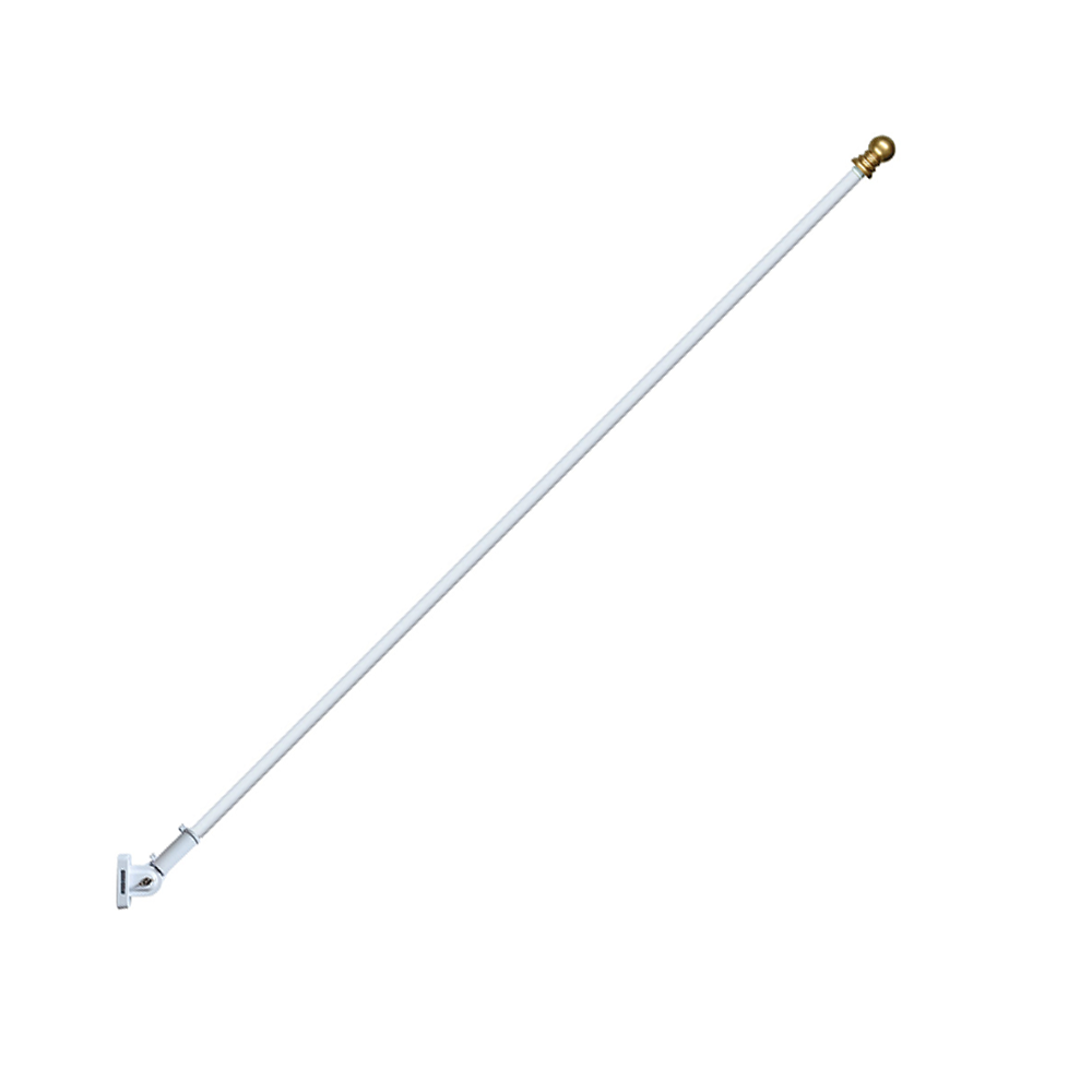 6 ft X 1 in Two Piece White Alum Heavy Duty Spinning Pole - Gold Ball Mntng  Rings Adj Brckt 242 - Collins Flags