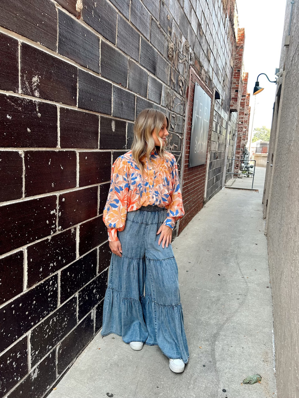 Tiered Denim Pants