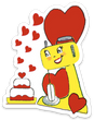 Love Cake Valentine Hearts Sticker
