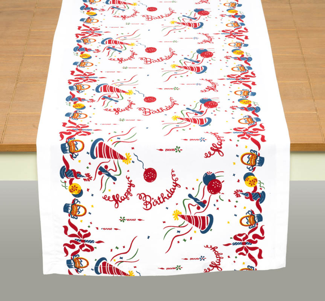 Birthday Table Runner Retro Printed On 65 35 Cotton Poly
