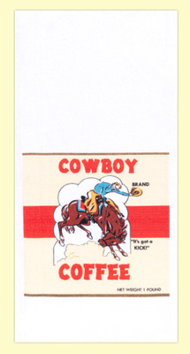 Cowboy Coffee label flour sack towel
