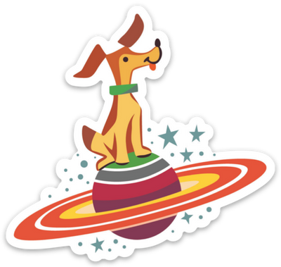Space Dog Sticker, retro