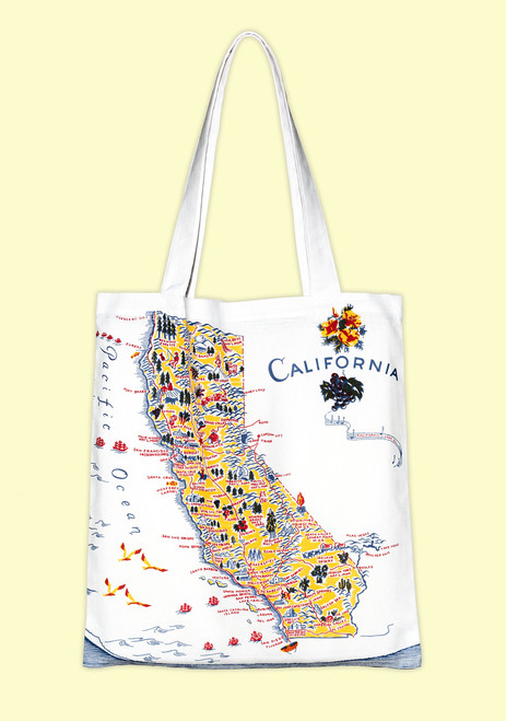 California, blue, Map Tote--Medium