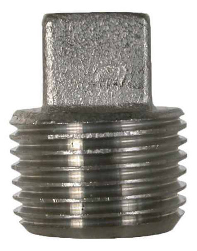 Stainless Steel Pipe Square Head Plug Fitting - 1 1/2" MPT