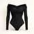 Black Off-Shoulder Long Sleeve Bodysuit – Sculpting Fit