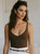 Brown  V-Neck Bodysuit
