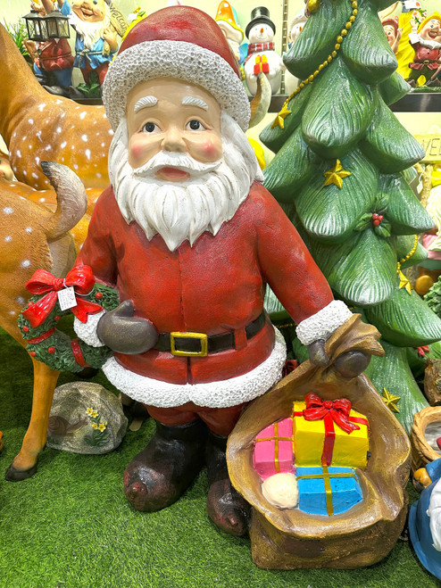 94cm Fat Santa Fibreglass Statue with Light & Sound - Festive Christmas Decor 94cm Fat Santa Fibreglass Statue with Light & Sound - Festive Christmas Decor