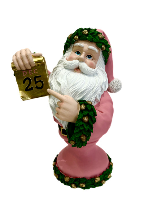36cm Pink Santa Bust with Countdown Calendar - Festive Christmas Decor 36cm Pink Santa Bust with Countdown Calendar - Festive Christmas Decor