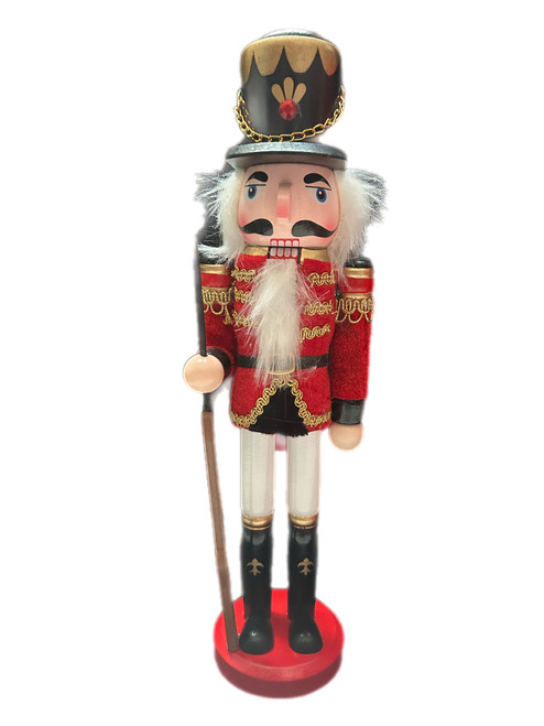 Red & Gold Nutcracker with Staff 20cm Christmas Holiday Decor