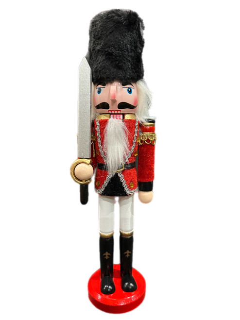 Nutcracker - RED & GOLD Holding Sword 30cm