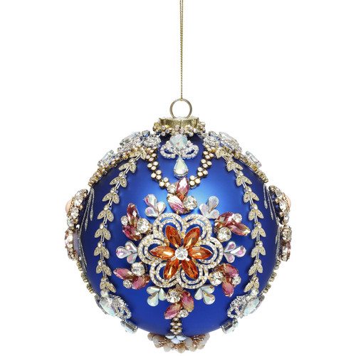 13cm Mark Roberts King's Jewels Blue Ball - Festive Christmas Ornament 13cm Mark Roberts King's Jewels Blue Ball - Festive Christmas Ornament