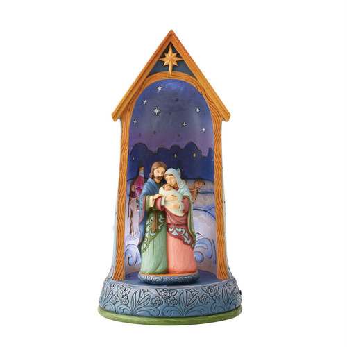 Lit Rotating Holy Family In Stable - Jim Shore - 28cm Lit Rotating Holy Family In Stable - Jim Shore - 28cm
