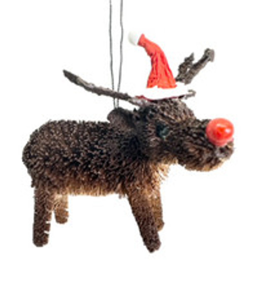 7-9cm Rudolph Bristlebrush Ornament - Eco-Friendly Christmas Decor 7-9cm Rudolph Bristlebrush Ornament - Eco-Friendly Christmas Decor