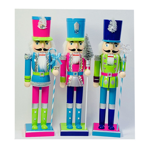 38cm Candy Color Wood Nutcracker (3 Assorted Styles) - Festive Christmas Decor 38cm Candy Color Wood Nutcracker (3 Assorted Styles) - Festive Christmas Decor