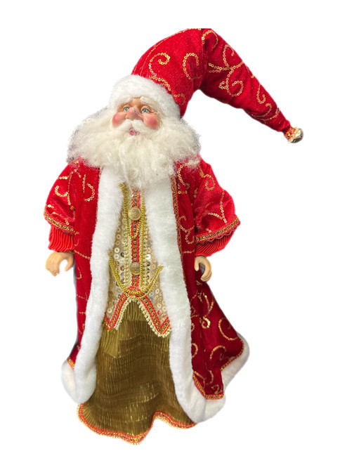 Santa - Red Gold Lux Santa Tree Topper 53cm x 25cm Santa - Red Gold Lux Santa Tree Topper 53cm x 25cm