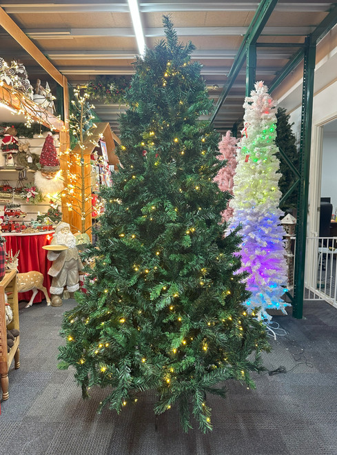 Green Pine Christmas Tree with LED Lights - 240cm Holiday Decor Green Pine Christmas Tree with LED Lights - 240cm Holiday Decor
