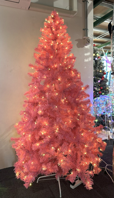 Pink Pine Christmas Tree with LED Lights - 210cm Holiday Decor Pink Pine Christmas Tree with LED Lights - 210cm Holiday Decor