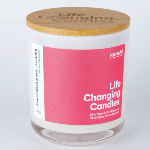 400g Kenshi Sweet Rose & Star Jasmine Candle - 60hr Christmas Glow 400g Kenshi Sweet Rose & Star Jasmine Candle - 60hr Christmas Glow