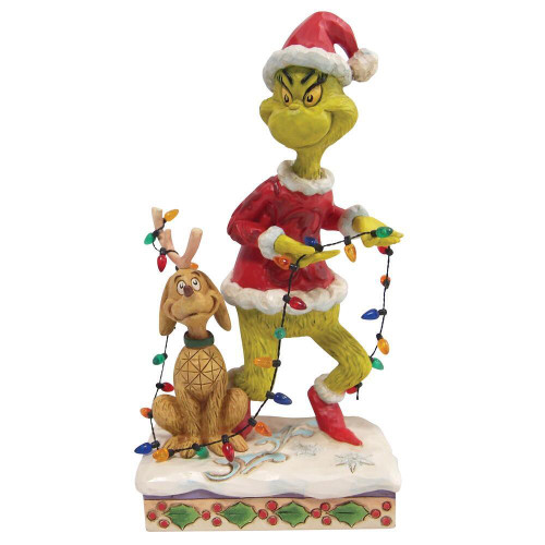 Jim Shore The Grinch & Max Wrapped In Lights - 21cm Jim Shore The Grinch & Max Wrapped In Lights - 21cm