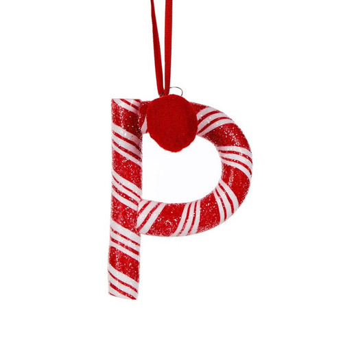 10cm Candy Cane Letter P Hanging Ornament - Christmas Tree Decor 10cm Candy Cane Letter P Hanging Ornament - Christmas Tree Decor