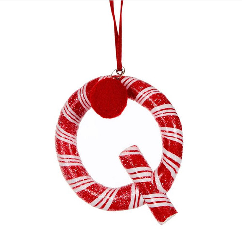 10cm Candy Cane Letter Q Hanging Ornament - Christmas Tree Decor 10cm Candy Cane Letter Q Hanging Ornament - Christmas Tree Decor