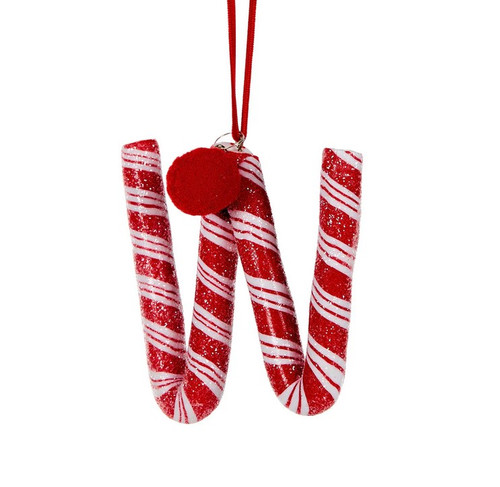 10cm Candy Cane Letter W Hanging Ornament - Christmas Tree Decor 10cm Candy Cane Letter W Hanging Ornament - Christmas Tree Decor