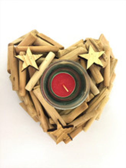 Wooden Heart Single Candle Holder 15cm Wooden Heart Single Candle Holder 15cm