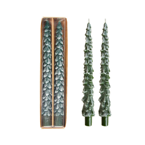 25cm Pine Tree Dinner Candle Set of 2 - Festive Christmas Decor 25cm Pine Tree Dinner Candle Set of 2 - Festive Christmas Decor