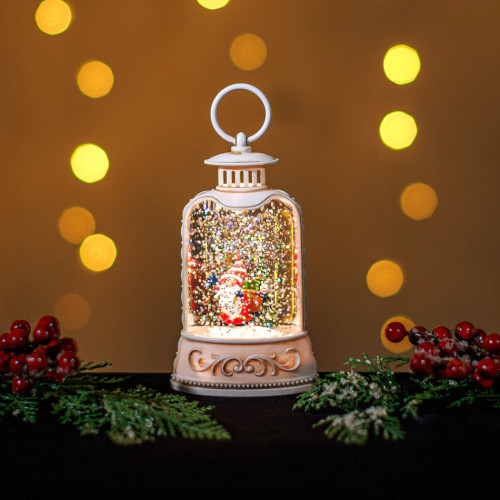 13.5cm Snowing Mini Bristol Lantern with Gnome - Battery-Operated Christmas Decor 13.5cm Snowing Mini Bristol Lantern with Gnome - Battery-Operated Christmas Decor