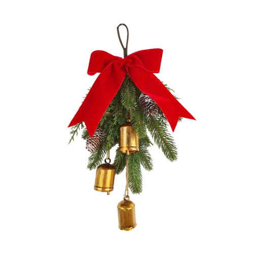 40cm Farmhouse Swag with Golden Bells - Festive Christmas Decor 40cm Farmhouse Swag with Golden Bells - Festive Christmas Decor