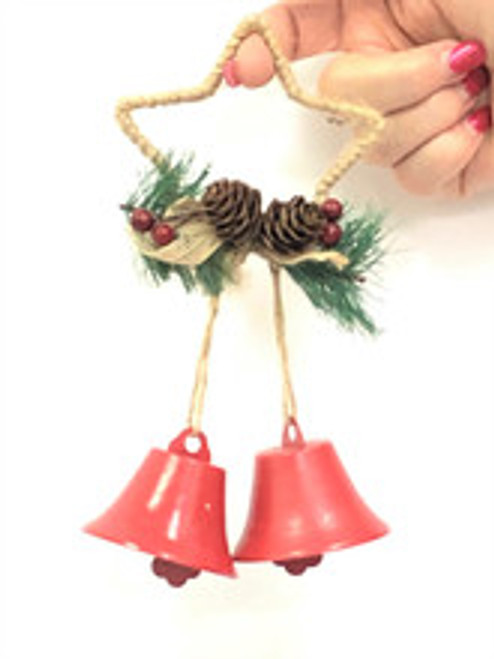 Star with Double Bells Ornament - 18cm Christmas Tree Decor Star with Double Bells Ornament - 18cm Christmas Tree Decor